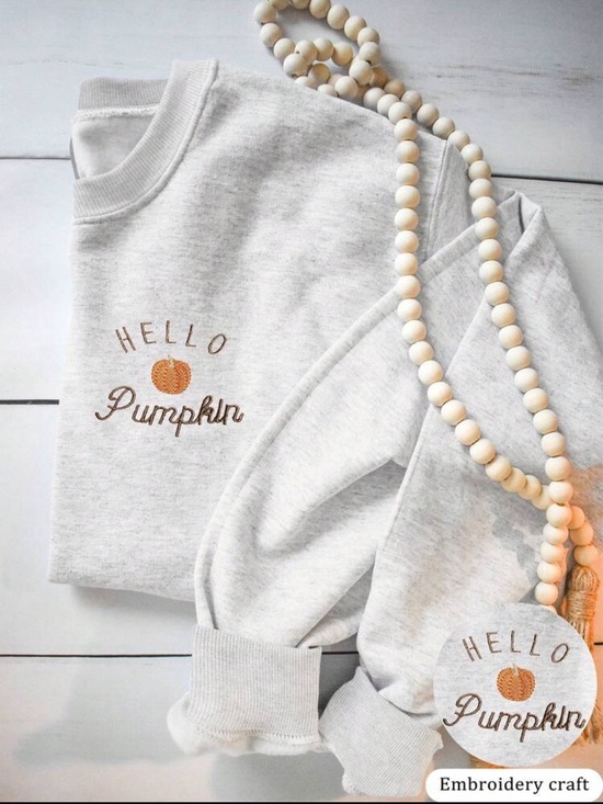 Tops - Embroidered Pumpkin Sweatshirt